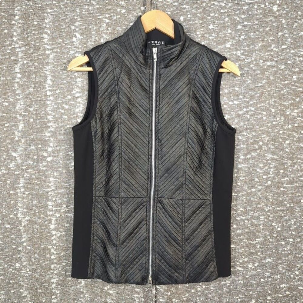 J' ENVIE New‎ York Full Zip Quilted Black Vest Women's 6